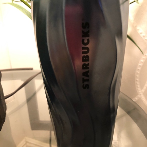 NEW STARBUCKS 2021 METALLIC BLUE SILVER SWIRL CERAMIC DOUBLE WALL TUMBLER 12oz - Picture 6 of 8